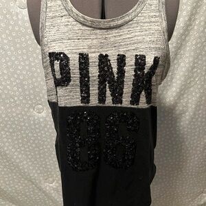 “PINK” Gray and Black Sequin Tank Top
